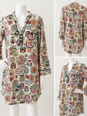 Nick & Nora Paisley Owl Sleep Shirt Nightgown Women’s X